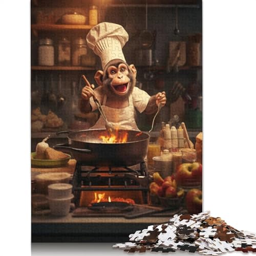 Monkey Cooking Kitchen, 1500 Puzzles für Erwachsene, Spielzeug, Lernspiel, Herrenpuzzles für Erwachsene, für Erwachsene, Teenager, 1500 Teile (85 x 57 cm) von QBIREX