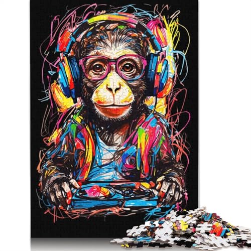 Monkey DJ Musik-Puzzles für Erwachsene, Spielzeug, Lernspiel, schwierige Puzzles für Kinder ab 12 Jahren, 520 Teile (52 x 38 cm) von QBIREX