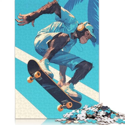 Monkey Skating Skateboard 1500 Puzzles für Erwachsene. Freundliche Materialien. Coole Puzzles für Erwachsene für Jungen oder Mädchen. 1500 Teile (85 x 57 cm) von QBIREX