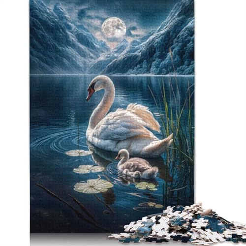 Moonlit Swan Serenity Puzzles 1000 Teile Schwer Puzzle Spielzeug Lernspiel Impossible Herausforderung Spielzeug Für Erwachsene Und Kinder Ab 14 Jahren 1000pcs (75x50cm) von QBIREX