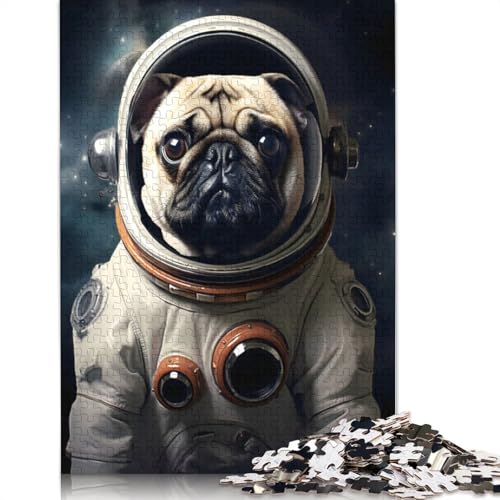 Mops-Astronaut, 1000-teiliges Puzzle, ab 18 Jahren, Lernspiele, Puzzles für Erwachsene, für Frauen, für Kinder ab 12 Jahren, 1000 Teile (75 x 50 cm) von QBIREX