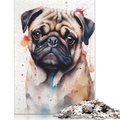 Mops-Spritzer-Mal-Puzzle für Erwachsene, Spielzeug, Lernspiel, schwierige Puzzles für Kinder ab 12 Jahren, 520 Teile (52 x 38 cm) von QBIREX