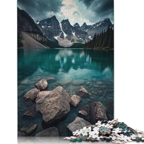 Moraine Lake Reflection Puzzle 1000 Teile für Erwachsene, Holzpuzzle, Gehirntraining, Herausforderungsspiel, Unterhaltungsgeschenke, Familienaktivität (75 x 50 cm) von QBIREX