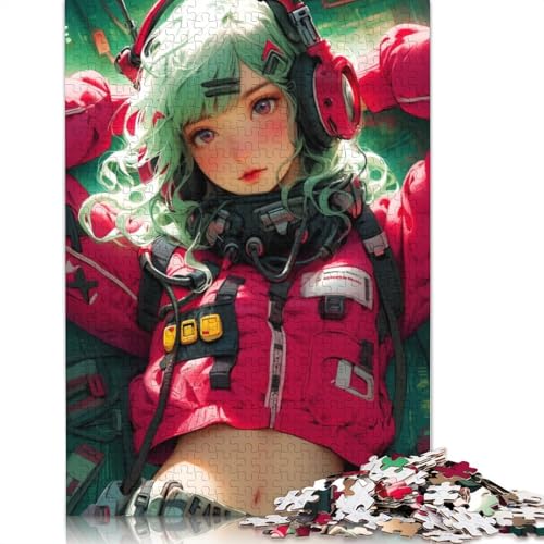 Musik-Anime-Mädchen-Puzzle, rechteckig, Pappe, Papier, rechteckig, Puzzle für Erwachsene und Kinder, 1000 Teile (26 x 38 cm) von QBIREX
