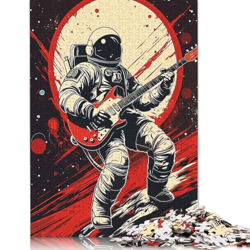 Musik-Astronaut, 1000-teiliges Puzzle für Erwachsene, 100% recycelte Holzplatte, schwierige Puzzles für Frauen und Männer, 1000 Teile (75 x 50 cm) von QBIREX