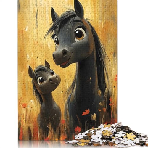 Mutter und Fohlen, Pferdepuzzle, DIY-Spiel, rechteckiges Papierpuzzle für Jungen oder Mädchen, Geburtstagsgeschenk, 1000 Teile (75 x 50 cm) von QBIREX