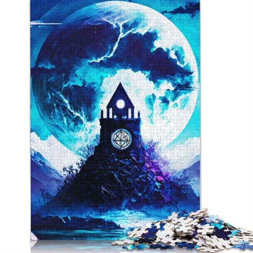 Mystisches Gebäude im Mond-Puzzle, rechteckig, Papp-Puzzle, Geschenk für Kinder ab 12 Jahren, 520 Teile (52 x 38 cm) von QBIREX