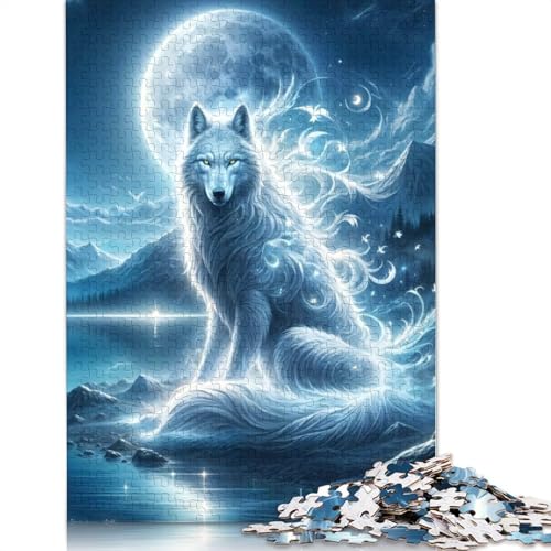 Mystisches Wolf-Puzzle, DIY-Spiel, rechteckiges Papierpuzzle für Jungen oder Mädchen, Geburtstagsgeschenk, 1000 Teile (75 x 50 cm) von QBIREX