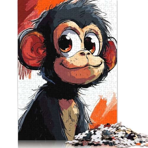 Nachdenkliches Affenpuzzle, kreative Spiele, 100% recycelter Karton, Puzzle für Erwachsene, 1000 Teile (75 x 50 cm) von QBIREX