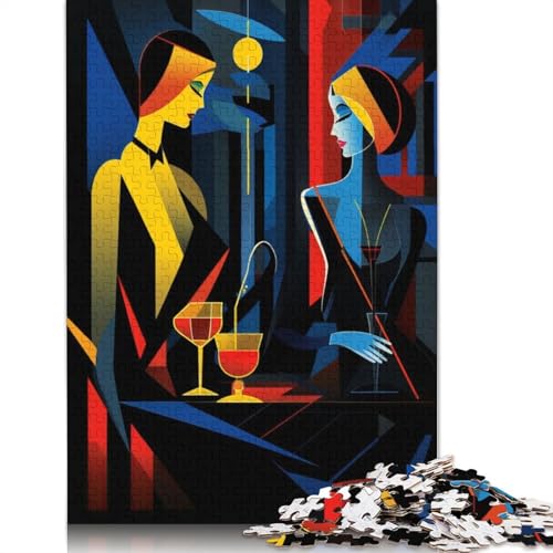 Nachtclub-Art-Deco-Puzzle, schwierige Herausforderung, 100 Prozent recycelter Karton, Puzzle für Kinder und Erwachsene, 300 Teile von QBIREX