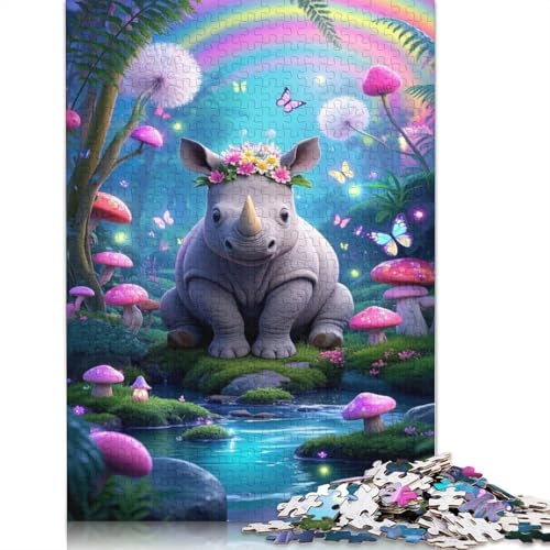 Nashorn-Puzzle-Spielzeug, Lernspiel, Premium-Karton-Puzzle für Erwachsene und Kinder, Geschenk, 1000 Teile (75 x 50 cm) von QBIREX