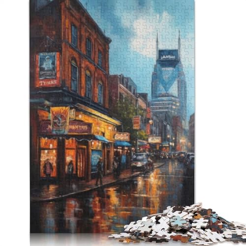 Nashville Charm USA Puzzle, 1500 Teile, für Erwachsene, nachhaltiges Holzpuzzle für Erwachsene, 1500 Teile (85 x 57 cm) von QBIREX
