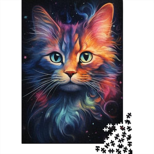 Nebula Cats farbenfrohes psychedelisches Puzzle, herausfordernd und knifflig, 100% recycelter Karton, Puzzle für Erwachsene und Kinder, (38 x 26 cm) von QBIREX