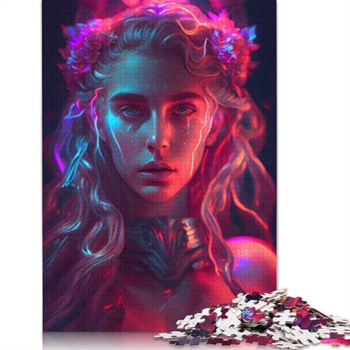 Neon Aphrodite Puzzle, Dekompressionsspielzeug, rechteckiges Papierpuzzle für Kinder und Erwachsene ab 12 Jahren, 1000 Teile (75 x 50 cm) von QBIREX