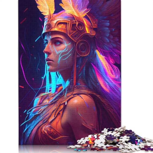 Neon Athena Goddess Puzzle 1000-teilige Schwer Puzzle Spielzeug Lernspiel Impossible Herausforderungsspielzeug Für Erwachsene Kinder 300pcs (40x28cm) von QBIREX