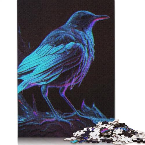 Neon Black Bird Puzzles 1000 Teile Schwer Puzzle Spielzeug Lernspiel Impossible Herausforderung Spielzeug Für Erwachsene Kinder 1000pcs (40x28cm) von QBIREX