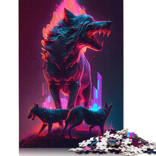 Neon Cerberus Puzzle 1000 Teile Schwer Puzzle Spielzeug Lernspiel Impossible Herausforderungsspielzeug Für Erwachsene Und Kinder Ab 14 Jahren 1000pcs (75x50cm) von QBIREX
