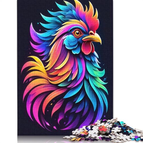 Neon Colorful Chicken Puzzles 1000 Teile Schwer Puzzle Spielzeug Lernspiel Impossible Herausforderung Spielzeug Für Erwachsene Kinder 1000pcs (40x28cm) von QBIREX