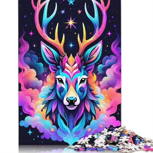 Neon Colorful Deer Puzzles 1000 Teile Schwer Puzzle Spielzeug Lernspiel Impossible Herausforderung Spielzeug Für Erwachsene Kinder 1000pcs (40x28cm) von QBIREX