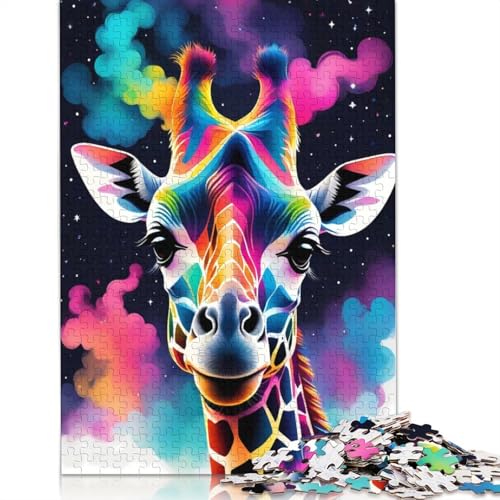 Neon Colorful Giraffe Puzzle 1000 Teile Schwer Puzzle Spielzeug Pädagogisches Spiel Impossible Herausforderung Spielzeug Für Erwachsene Kinder 1000pcs (40x28cm) von QBIREX