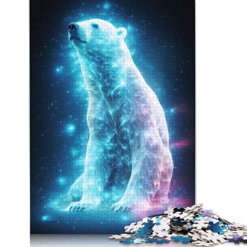 Neon-Eisbär-Nebel-Puzzle, 520 Teile, für Erwachsene, kreative Spiele, Puzzlespiele für Erwachsene, für Jungen oder Mädchen, 520 Teile (52 x 38 cm) von QBIREX