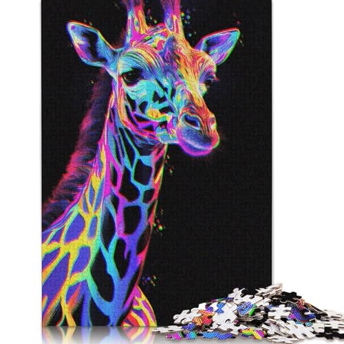 Neon Giraffe Puzzle 1000 Teile Schwer Puzzle Spielzeug Lernspiel Impossible Herausforderung Spielzeug Für Erwachsene Kinder 1000pcs (40x28cm) von QBIREX