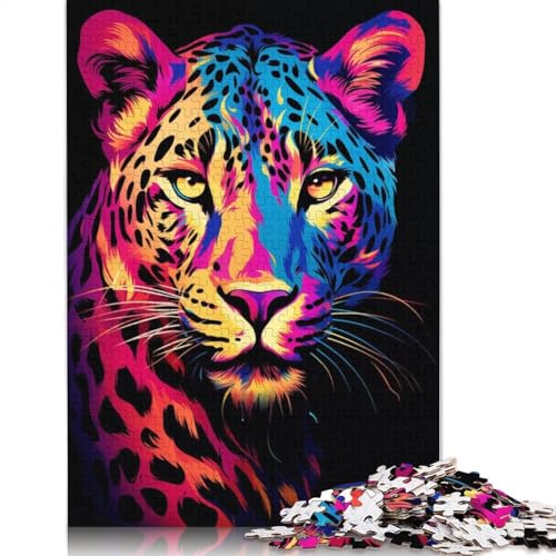 Neon Jaguar Puzzles 1000 Teile Schwer Puzzle Spielzeug Lernspiel Impossible Herausforderung Spielzeug Für Erwachsene Und Kinder Ab 14 Jahren 1000pcs (38x26cm) von QBIREX