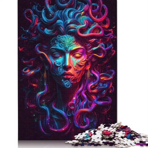 Neon Medusa Puzzle, kreative Spiele, 100% recycelter Karton, Puzzle für Erwachsene, 1000 Teile (26 x 38 cm) von QBIREX