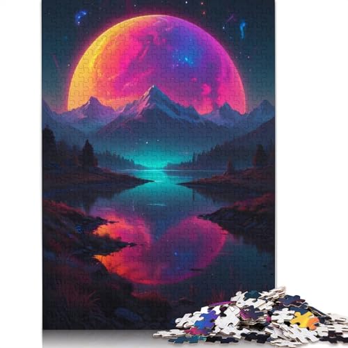 Neon Moon Puzzle, Lernspiele, Familienaktivitäten, Premium-Karton-Puzzle für Frauen und Männer, Geschenk, 1000 Teile (75 x 50 cm) von QBIREX