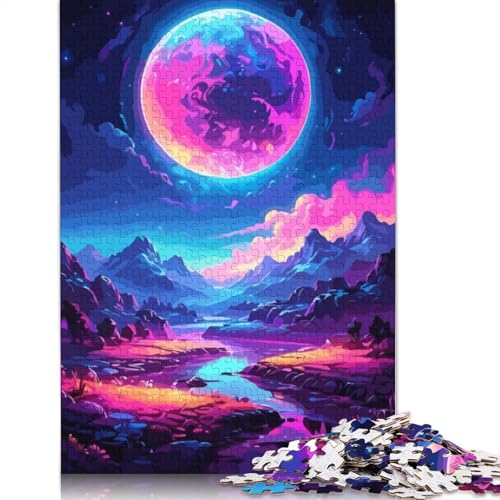 Neon Moonlight Puzzle, anspruchsvolle Familienspiele, 100% recycelter Karton, Puzzle für Erwachsene und Kinder, Geburtstagsgeschenk, 1000 Teile (75 x 50 cm) von QBIREX