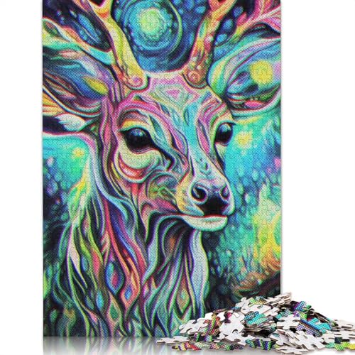 Neon Paint Deer Puzzles 1000 Teile Schwer Puzzle Spielzeug Lernspiel Impossible Herausforderung Spielzeug Für Erwachsene Und Kinder in Bewährter 1000pcs (40x28cm) von QBIREX