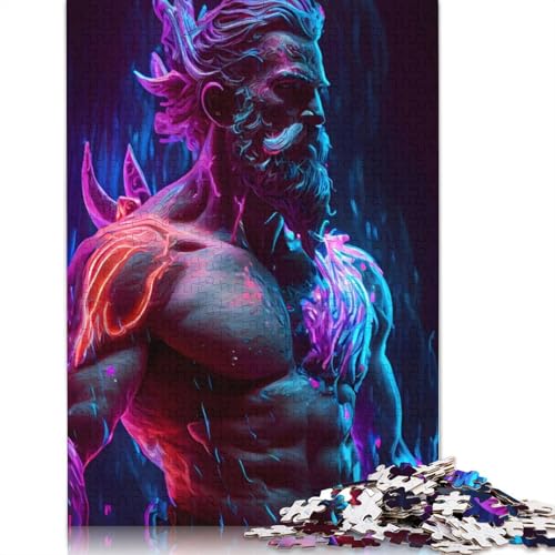 Neon Poseidon Puzzle DIY Spiel Papier Rechteckiges Puzzle für Jungen oder Mädchen Geburtstagsgeschenk 1000 Teile (26x38cm) von QBIREX