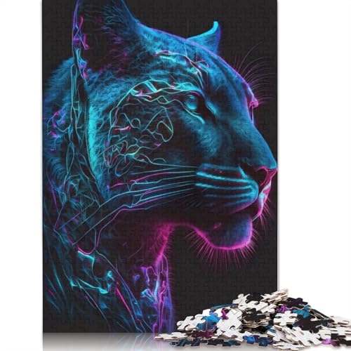 Neon Puma Puzzle, Dekompressionsspielzeug, rechteckiges Papierpuzzle für Kinder und Erwachsene ab 12 Jahren, 1000 Teile (75 x 50 cm) von QBIREX
