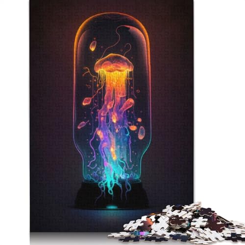 Neon-Quallen-Lavalampen-Puzzle, umweltfreundliche Materialien, 100% recycelter Karton, Puzzle für Erwachsene und Kinder, 1000 Teile (26 x 38 cm) von QBIREX