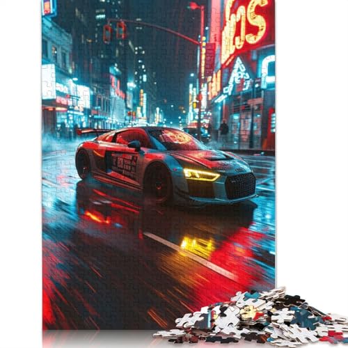 Neonbeleuchtetes Audi R8-Puzzle, schwierige Herausforderung, 100% recycelter Karton, Puzzle für Erwachsene ab 12 Jahren, 1000 Teile (75 x 50 cm) von QBIREX