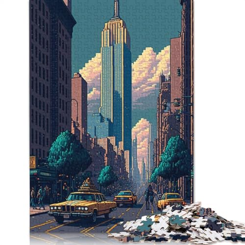 New York Pixel Art Puzzle, 100% recycelter Karton, 100% recycelter Karton, Puzzle für Jungen oder Mädchen, 1000 Teile (26 x 38 cm) von QBIREX