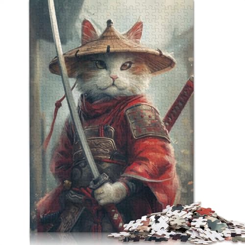 Niedliche Cartoon-Katzen-Samurai-Puzzles für Erwachsene, Lernspiele, Puzzle für Erwachsene und Kinder, 520 Teile (52 x 38 cm) von QBIREX