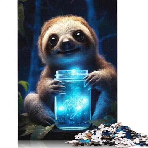 Niedliche Faultier-Leuchtpuzzles für Erwachsene, schwierige und anspruchsvolle Denksportaufgaben für Erwachsene und Kinder, 1500 Teile (85 x 57 cm) von QBIREX