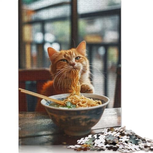 Niedliche Nudelkatzen-Puzzles für Erwachsene, Spielzeug, Lernspiel, schwierige Puzzles für Kinder ab 12 Jahren, 520 Teile (52 x 38 cm) von QBIREX