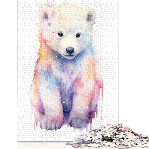 Niedliche Pastell-Baby-Eisbär-Puzzles für Erwachsene, schwierige und anspruchsvolle Denksportaufgaben für Erwachsene und Kinder, 520 Teile (52 x 38 cm) von QBIREX