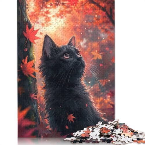 Niedliche Schwarze Katzen-Puzzles für Erwachsene, 1500 herausfordernde und knifflige ungewöhnliche Puzzles für Kinder ab 12 Jahren, 1500 Teile (85 x 57 cm) von QBIREX