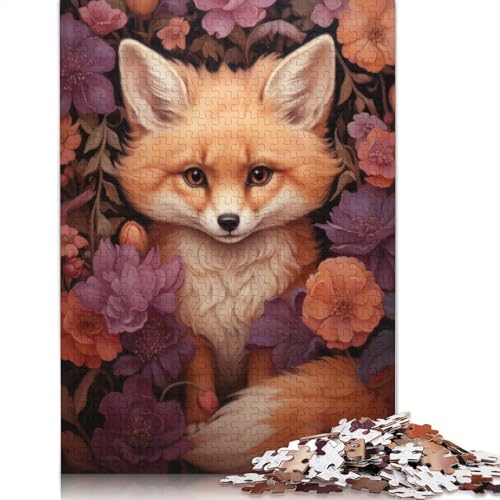 Niedlicher Fuchs in Herbstblumen, Puzzle 1000 Teile, für Teenager, Geschenke, Holzpuzzle für Erwachsene und Teenager, für Erwachsene ab 12 Jahren, 1000 Teile (75 x 50 cm) von QBIREX