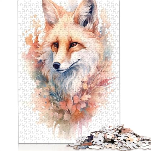 Niedliches Aquarell-Fuchs-Puzzle für Erwachsene, Spielzeug, Lernspiel, schwierige Puzzles für Kinder ab 12 Jahren, 1000 Teile (75 x 50 cm) von QBIREX