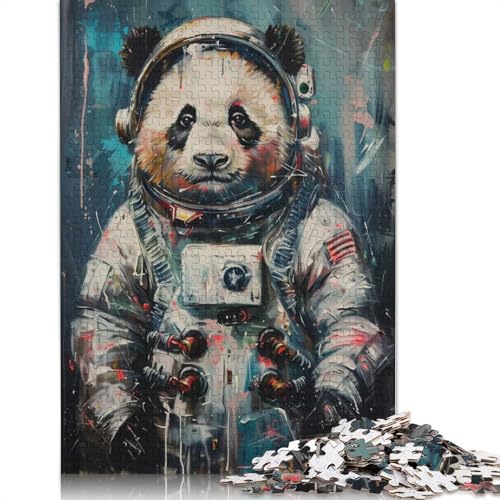 Niedliches Astronauten-Panda-Puzzle, Familienspaß, rechteckiges Papierpuzzle für Jungen oder Mädchen, 1000 Teile (75 x 50 cm) von QBIREX