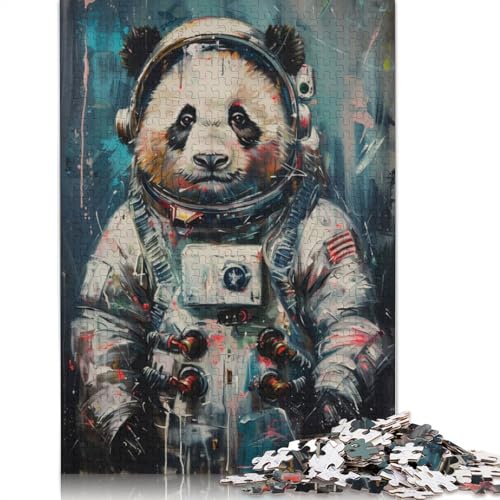 Niedliches Astronauten-Panda-Puzzle für Erwachsene, herausfordernd und knifflig, Puzzles für Erwachsene für Jungen oder Mädchen, 1000 Teile (75 x 50 cm) von QBIREX