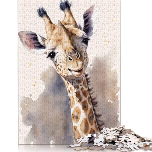 Niedliches Baby-Giraffe-Mal-Puzzle für Erwachsene, Spielzeug, Lernspiel, Puzzlespiele für Erwachsene für Frauen und Männer, 1000 Teile (75 x 50 cm) von QBIREX