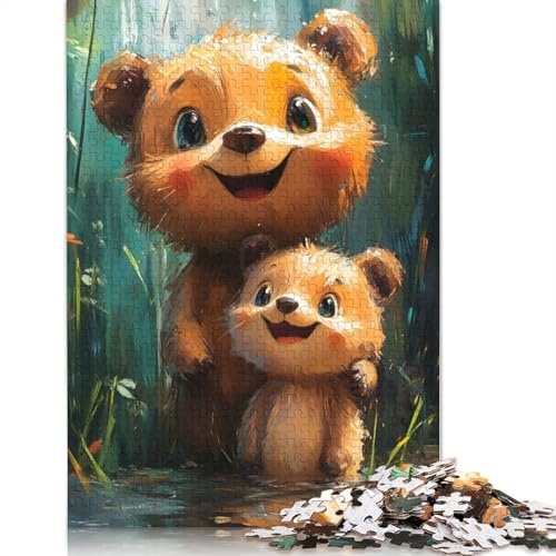 Niedliches Bärenfamilien-Puzzle, kreative Spiele, 100 Prozent recycelter Karton, Puzzle für Erwachsene, 1000 Teile (75 x 50 cm) von QBIREX