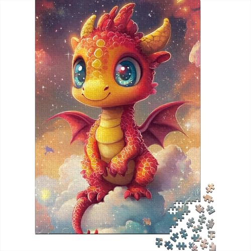 Niedliches Drachenpuzzle für Kleinkinder, Premium-Puzzle aus 100% recyceltem Karton, 100% recycelter Pappe, Puzzle für Kinder und Erwachsene, 1000 Teile (75 x 50 cm) von QBIREX
