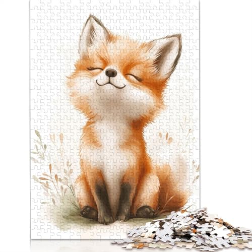Niedliches Fuchs-Illustrations-Puzzle, Dekompressionsspielzeug, 100 Prozent recycelter Karton, Puzzle für Erwachsene, Teenager, Vatertagsgeschenke, 1000 Teile (75 x 50 cm) von QBIREX