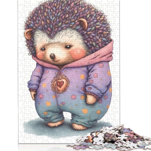 Niedliches Igel-Puzzle, lustige Aktivität für zu Hause, hochwertiges Karton-Puzzle für Erwachsene, Teenager, Vatertagsgeschenk, 1000 Teile (75 x 50 cm) von QBIREX